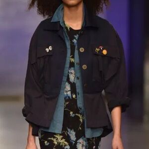 Topshop Navy Redford Jacket Windbreaker & Twill Utility style